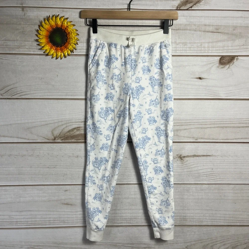Disney‎ x Janie and Jack Alice in Wonderland Blue White Jogger Pants Girls 10